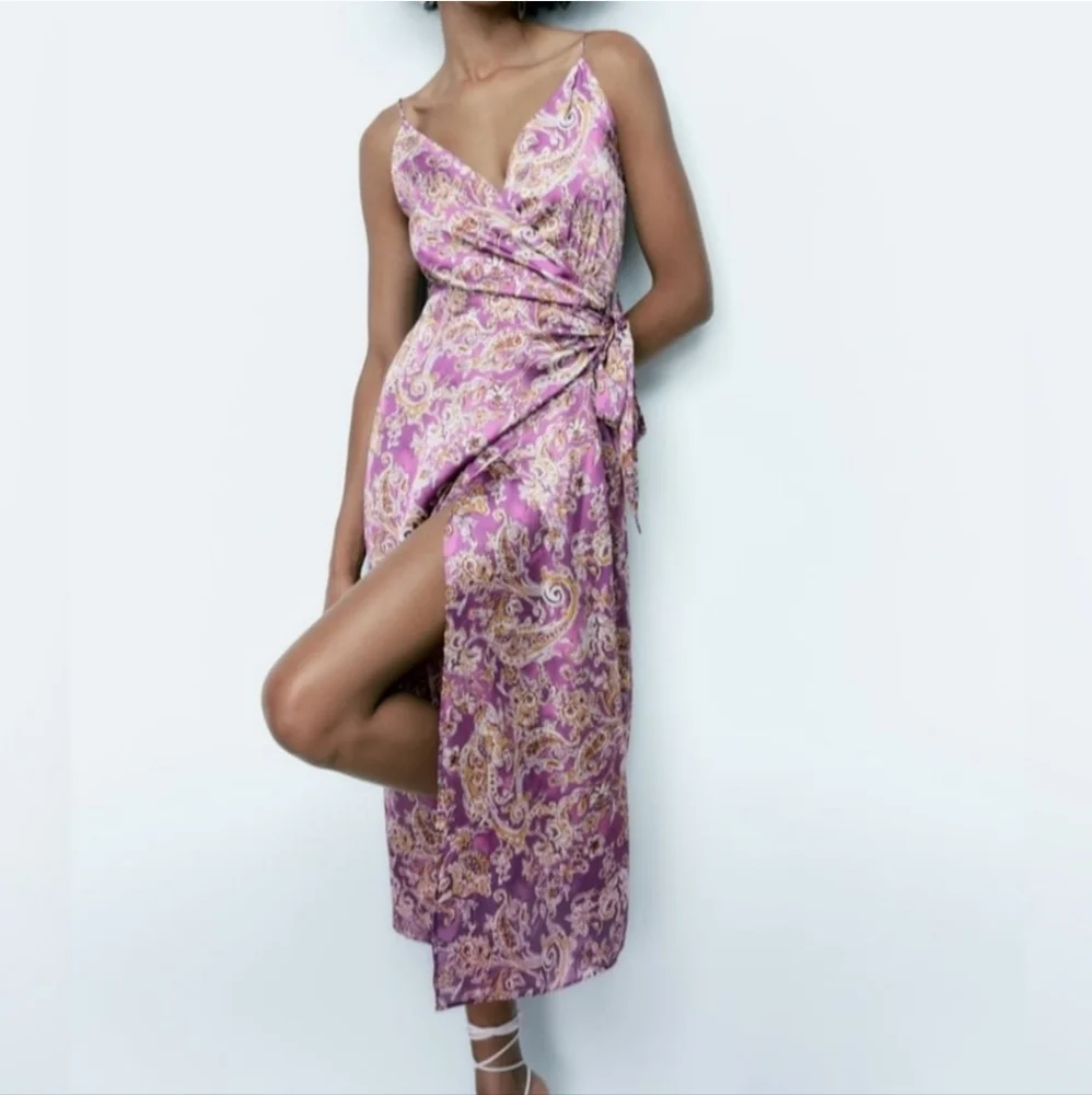 Satin Effect Print Dress Size S - Picture 4 of 9